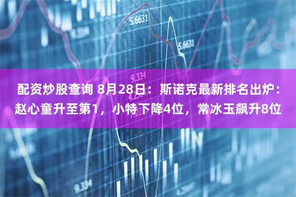 配资炒股查询 8月28日：斯诺克最新排名出炉：赵心童升至第1，小特下降4位，常冰玉飙升8位